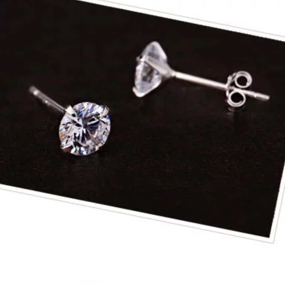 silver CZ diamond earrings